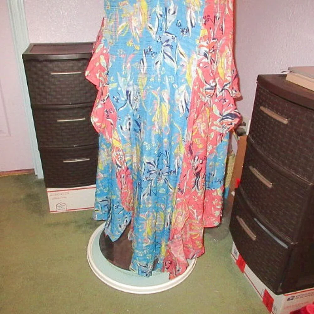 Tanya Taylor Silk Maxi Dress Size 2 Asymmetrical Tiered Iliana Ruffle Oversized
